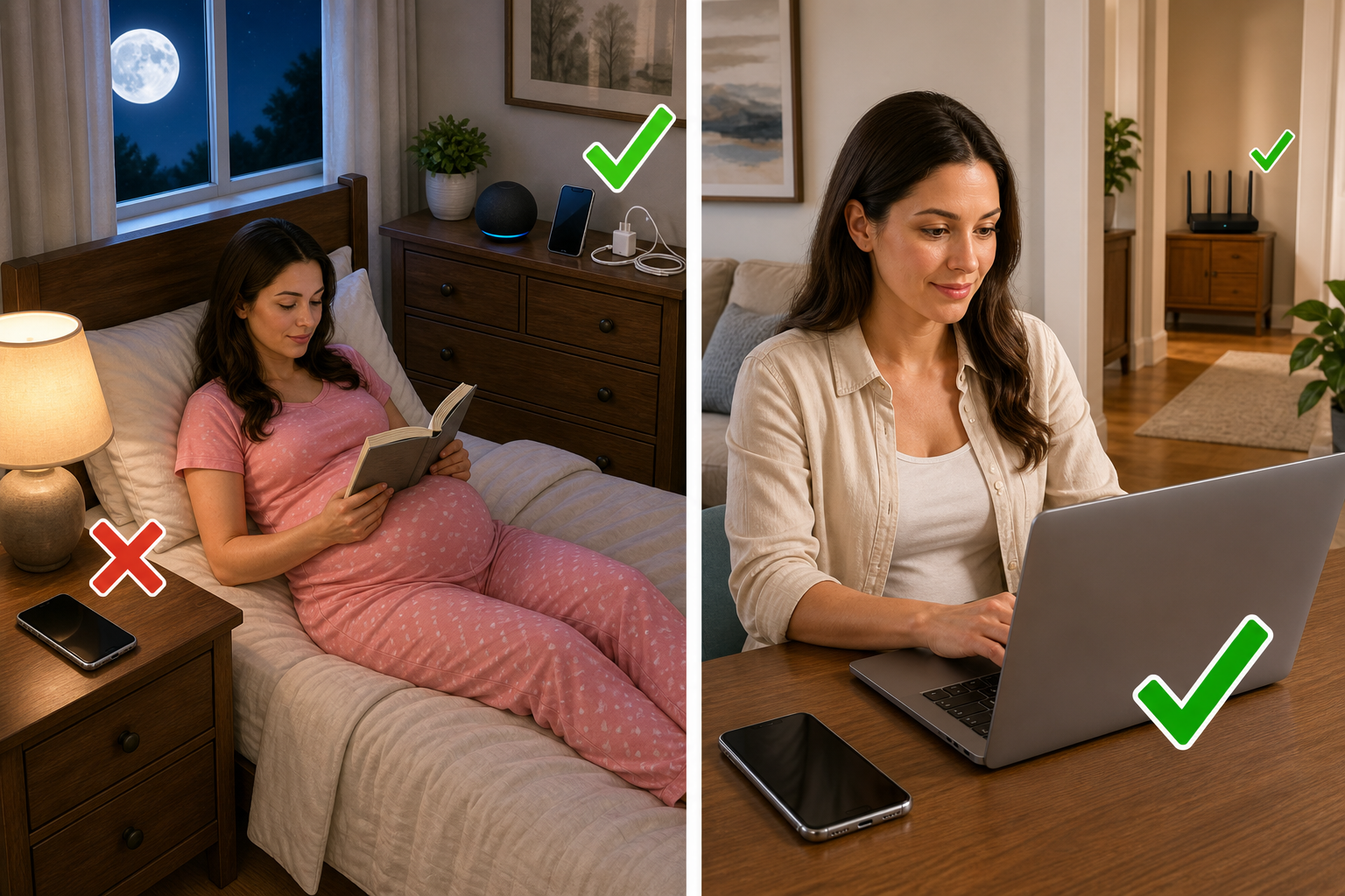 Keep transmitting devices away from where you sleep and rest